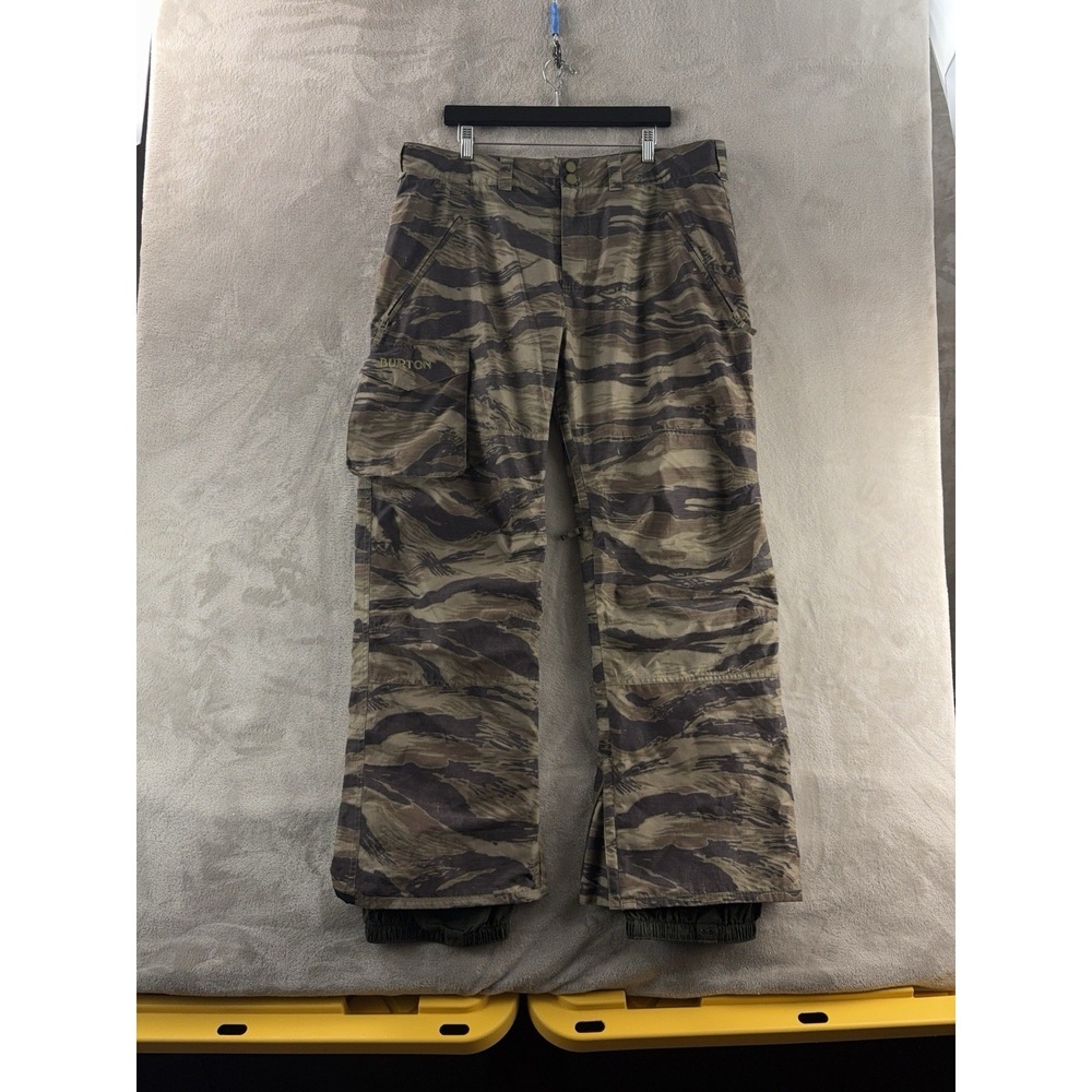Burton Snowboard Pants Mens Size XL Tiger Camouflage Green Ski Winter